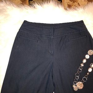 Navy Flat Front Wide Leg Dress Pant